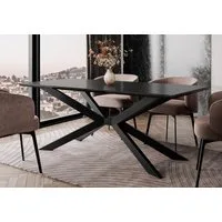 Home Collective Esstisch Tisch Küchentisch Esszimmertisch bis zu 8 Personen (Esszimmer Küche Wohnzimmer Esstisch), modernes Design mit Kreuzgestell Metall 190x90 cm Schwarz Marmor-Optik