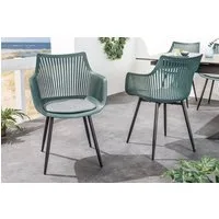 riess-ambiente 4-Fußstuhl SIGNUM salbei/schwarz - Kunststoff, Indoor/Outdoor, mit Armlehnen (Einzelartikel, 1 St), Esszimmer · Kunststoff · Stahl · Garten/Balkon/Terrasse · Design