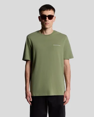 Lyle & Scott Schriftlogo Baumwoll Rundhals-T-Shirt - Grün