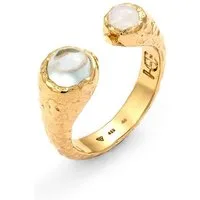 HAZE & GLORY Fingerring Mondstein Aquamarin Hellblau 925 Sterling Silber