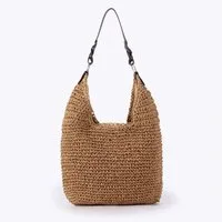 MOPUEA Strandtasche Strohtasche Strandtasche Großes Fassungsvermögen Mit Reißverschluss (Strandtasche Aus Geflochtenem Stroh Mit Reißverschluss, Ideal Für Strand Urlaub Shopping Und Tägliche Nutzung), Leicht Großes Fassungsvermögen Mit Sicherem Reißv
