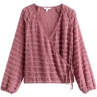 Next Blusenshirt Langärmeliges, puscheliges Ballett-Wickeltop (1-tlg)