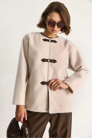 Strukturiertes Gabardine-Übergangsjacke mit Reverskragen