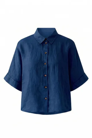 Oui - Leinenbluse blau - Gr. - 44