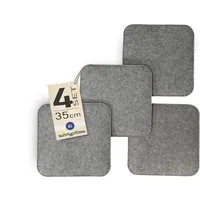 sunnypillow Stuhlkissen 4er Set Stuhlkissen aus Filz quadratisch 35x35 cm Filzkissen, Hellgrau