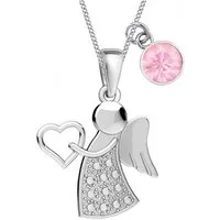 Goldene Hufeisen Kette mit Einhänger Engel Anhänger Halskette 925 Sterling Silber, mit Zirkonia