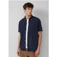 s.Oliver Kurzarmhemd Hemd Regular Fit: Kurzarmhemd mit Struktur-Streifen und Button-Down-Kragen