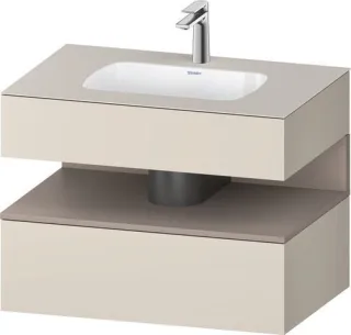 Duravit Qatego Einbauwaschtisch mit Konsolenwaschtischunterbau Basalt & Taupe Matt & Supermatt 800x5 QA4785043830010