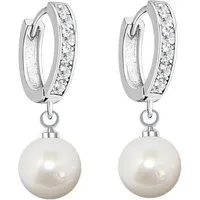 LÖB Perlenohrringe Damen Creolen Zirkonia Perlen Anhänger Silber Ohrringe Tropfen Hängend (Geschenke für Frauen Damen Beste Freundin Mutter Mama Ehefrau Oma sie zum Geburtstag Schmuck Herbst Oktoberfest), Perlenohrringe Strass Steinen Brautschmuck Br