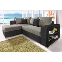 COLLECTION AB Ecksofa John L-Form, B: 226 cm, Bettfunktion, Bettkasten, Regalelement & 2 Zierkissen