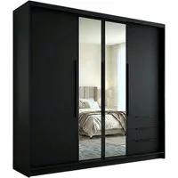 A&J MöbelLand GmbH Drehtürenschrank viertüriger Kleiderschrank mit Schubladen und Metallgriffen. (Geräumiger vier¬türiger Kleiderschrank mit Schubladen und Metallgriffen. Geräumiger Schrank mit einer Breite von 200 cm und Schubladen, ideal zur Aufbew