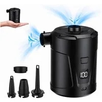 pedete Akku-Luftpumpe Elektrische Luftpumpe 5200mAh Pumpe Akku mit 4 Düsen (wiederaufladbare Mini-Akku-Luftpumpe, 400L/min Schnelles Aufblasen Luftmatratzenpumpe), Tragbare Luftmatratzenpumpe für Pool Schwimmer, Camping, Typ-C