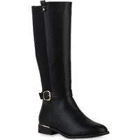 VAN HILL 840544 Stiefel Damen Leicht Gefütterte Reiterstiefel Schnallen Freizeit