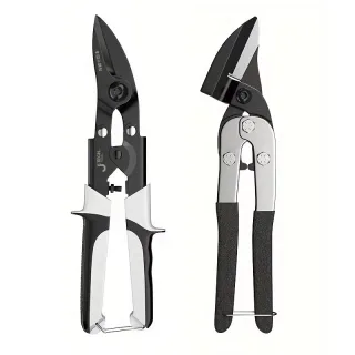 Industrial Chrome Vanadium Steel Aviation Snips 250mm Bent/Straight Head Non-Slip Handle Sheet Metal PVC Cutter HRC56