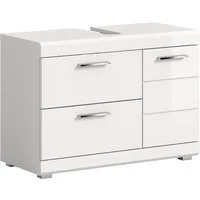 welltime Waschbeckenunterschrank SIENA, Breite 80cm, 1 Tür, 1 Schubkasten, 1 Klappe, 2 Fächer,MDF-Front (TOPSELLER!, mit Siphonausschnitt 10x25 cm) WBU, Badmöbel, Badschrank, Kommode, Unterschrank, Bad, Badezimmer