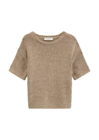 Marc OPolo Casual - Kurzarm-Pullover loose earthy taupe - Gr. - S