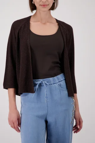 monari - Strickjacke mit Reiskornmuster coffee - Gr. - 44
