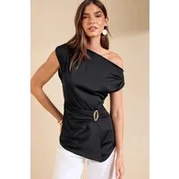 Friends Like These One-Shoulder-Top Friends Like These asymmetrische, drapierte Bluse (1-tlg)