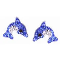 schmuck23 Paar Ohrstecker Ohrringe Delfin 925 Silber Kristalle Kinder Mädchen (1 Paar Ohrringe, Geschenkset), Kinderschmuck Geschenk