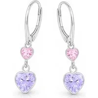 Goldene Hufeisen Paar Ohrhänger Zirkonia Herz Herzchen Brisur Ohrringe aus 925 Sterling Silber (1 Paar, inkl. Etui), Damen Mädchen Hängeohrringe