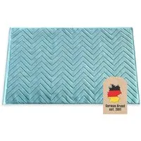 Intirilife Badematte, Höhe 0.8 mm, Rutschfest, Badvorleger Badteppich Duschmatte in Blau, Baumwolle, Badematte Duschmatte Vorleger Baumwolle Rutschfest