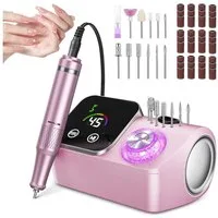 AKKEE Maniküre-Pediküre-Set Elektrischer Nagelfeile Nagelfräser für Gelnägel, 45000 U/min, Profi Nagelfräser mit LCD-Display, 48 Zubehören