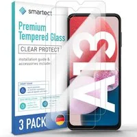 smartect Displayschutzglas 3X Schutzglas Panzerfolie Klar für Samsung Galaxy A13 4G/ 5G für Samsung Galaxy A13 4G/ 5G, Set, 3 Stück, 0.3 mm Ultra-klar, 9H Härte, Kratzfest, Stoßfest, Blasenfrei, Oleophob