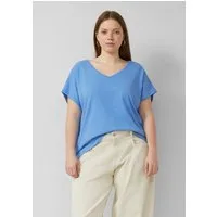 QS Kurzarmshirt T-Shirt Baumwollshirt mit Spitzeneinsatz