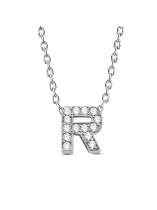 Dkeniz Anhänger mit Kette Buchstabe R 925/- Sterling Silber