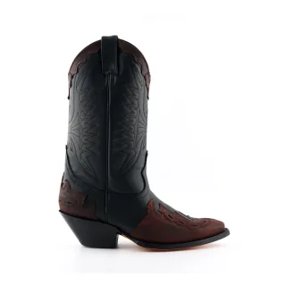 Grinders Unisex-Cowboystiefel aus schwarzem/burgunderrotem Leder, Arizona