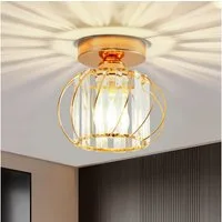 Ophy Deckenleuchte Moderne Kristall-Deckenleuchte (Mini), wechselbar: Halogen oder LED (E27), Gold, für Wohnzimmer & Flur (Deckenlampe, Glühlampe nutzbar)