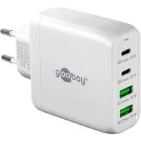 USB-C Multiport-Schnellladegerät, PD, GaN, 68 Watt weiß, 2x USB-C, 2x USB-A, Power Delivery, QuickCharge