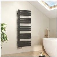 EMKE Paneelheizkörper Schwarz Flach Badheizkörper Design Handtuchtrockner, 132x50cm 661W Bad Warmwasser ohne Multiblock Seitenanschluss