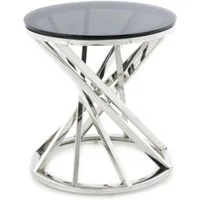 JYMTOM Beistelltisch Runder Glas Couchtisch Sofatisch Edelstahl Kaffeetisch (1-St), Schreibtischmöbel Teetisch aus gehärtetem Glas, 50 cm rund