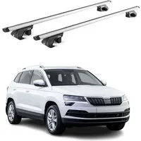 OMAC Dachträger Grundtäger für Skoda Karoq 2017-2025 90kg Aluminium Silber 2 tlg ABE (2-St), Wasserbeständig,Abnehmbar,Multifunktional,Leichtgewichtig