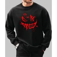 RMK Rundhalspullover Herren Pullover Langarmshirt Sweatshirt Pulli Smile Smiley Oversize Rundhals-Ausschnitt