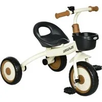 AIYAPLAY Dreirad Kinderfahrrad mit verstellbarer Sitz, Laufrad, Metall, Weiß, Weiß 70.5 x 53 x 58 cm