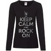 Urban Backwoods Langarmshirt Keep Calm And Rock On Damen Langarmshirt Heavy Metal Hard Rock Faust (1-tlg) Sign Zeichen Hand Symbol