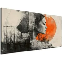 DARO Design Leinwandbild Modern Abstrakt Wandbilder XXL Wandbild Wand Deko Leinwand Bilder, (Frau Orange - Bild groß Wohnzimmer Schlafzimmer Küche Esszimmer Einteilig Querformat Fotodruck Leinwände Wanddeko Abstrakte Kunst Boho), 30x20 cm