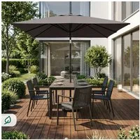 Sekey Sonnenschirm Rechteckig mit Kurbel Gartenschirm Groß Marktschirm UV Schutz, LxB: 210,00x140 cm, Sonnenschirm 210 x 140, 30° Knickbar, UV 50+, für Garten, Terrasse
