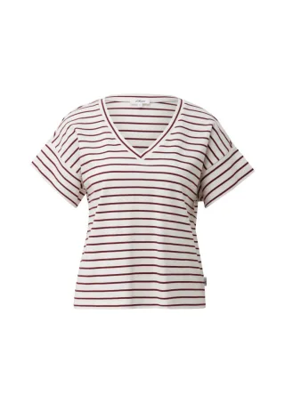 s.Oliver Red Label - Gestreiftes V-Neck T-Shirt rot/weiß - Gr. - 44