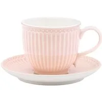 Greengate Tasse Alice Tasse mit Untertasse pale pink 8,5 cm, Steingut