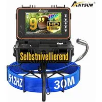 ANYSUN L09D2 Kanalkamera 30m mit Selbstnivellierend Meterzähler 512-Hz-Sender Inspektionskamera (Rohrkamera mit DVR, Audioaufnahme, HD 9" HD‑Display, 12 Licht 23mm Wasserdicht, 7mm Kable)
