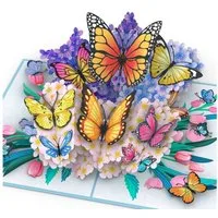 papercrush Geburtstagskarte Bunte Schmetterlinge auf Blumen Pop-Up Karte