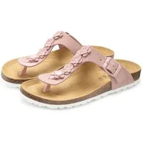 Vivance Mule, Sandale, offener Schuh, Sommerschuh, Pantolette NEU aus Leder mit Korkfußbett und Blüten-Applikation