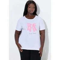 Ulla Popken Pyjamaoberteil Pyjama-Shirt Schleife Rundhals Halbarm