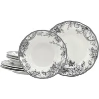 CreaTable Tafelservice Adelaide, Service 8-tlg. (8-tlg), 4 Personen, Porzellan, Teller Set, Nostalgischer Vintage Dekor, Elegante Form