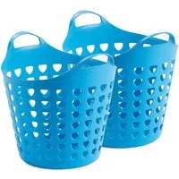 Kreher Aufbewahrungskorb Set: 2 x Flexi Korb 35 Liter mit Loch in verschiedenen Farben