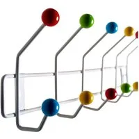 DESIGN DELIGHTS Wandgarderobe Farbenfrohe GARDEROBENLEISTE COLOUR BALL, weiss-bunt Metall 12 Hänger