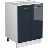 Vicco Unterschrank Fame-Line, Dunkelblau Hochglanz/Weiß, 60 cm ohne Arbeitsplatte (1-St)